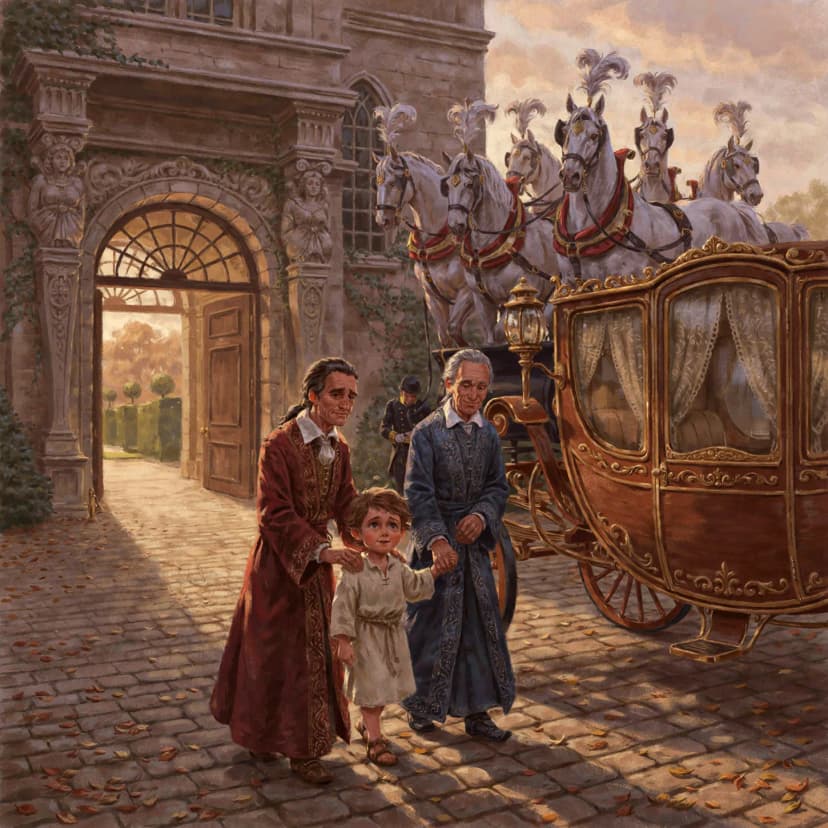 The young Lionel is led away in state as he prepares to assume the crown.